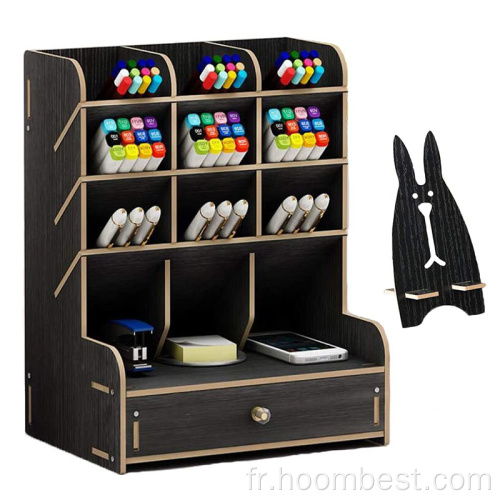 Porte-crayons de bureau Rangement de papeterie de bureau en bois